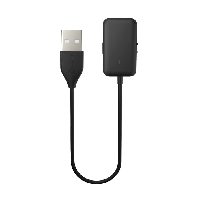 Black USB cable with a rectangular black device on a white background